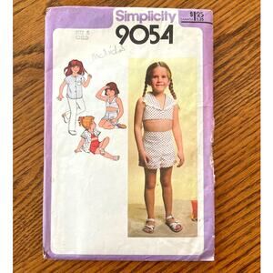 Vintage 1970s Simplicity 9054 Sewing Pattern Toddler 5T Top Pant Short COMPLETE
